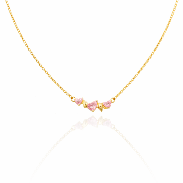 Pink Gold Teardrop Cluster Necklace