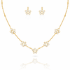 Crystal Flower Over Necklace with Earrings