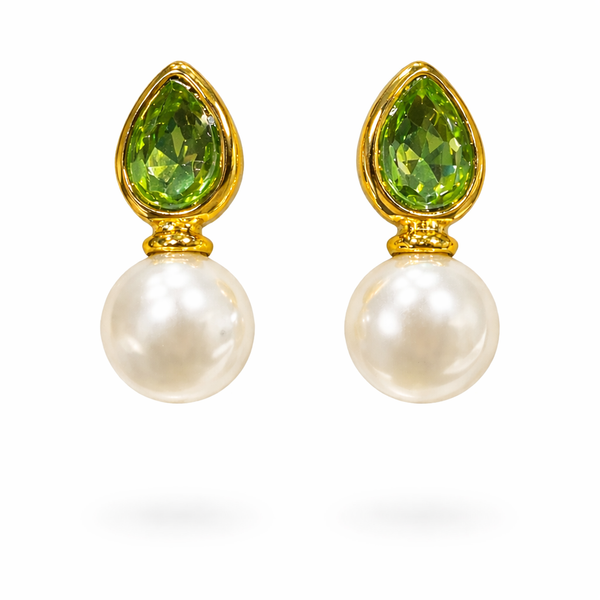 Emerald Pear Pearl earrings
