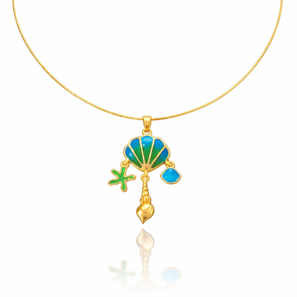 Peacock Tinted Charm Necklace