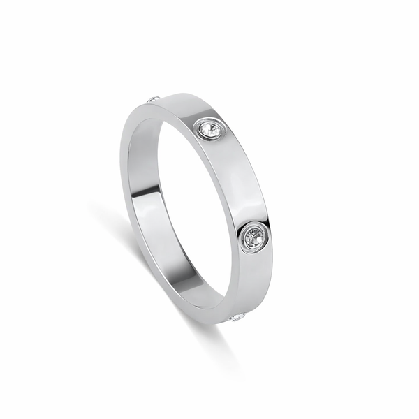 Elegant Diamond Silver Band Ring