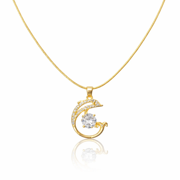 Dolphin around crystal Necklace