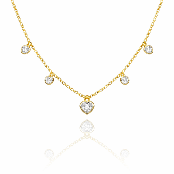 Multi Crystal Heart Necklace