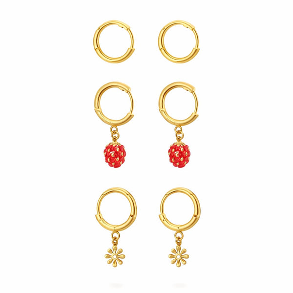 Strawberry flower earring set