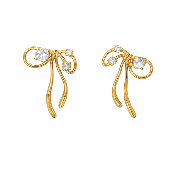 Thin Bow with crystal Earrings