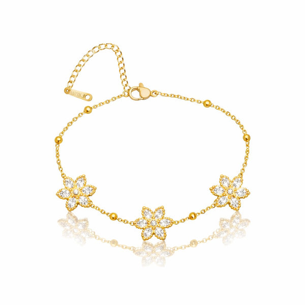 Crystal flower chain bracelet