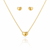 Dainty Gold Heart Necklace and Earrings
