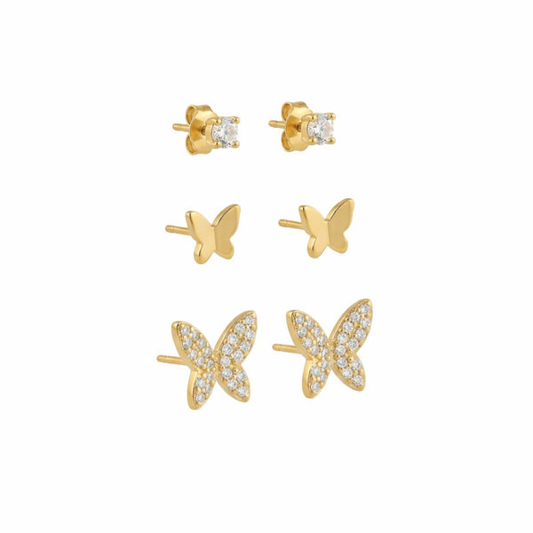 Sparkly butterfly earring set