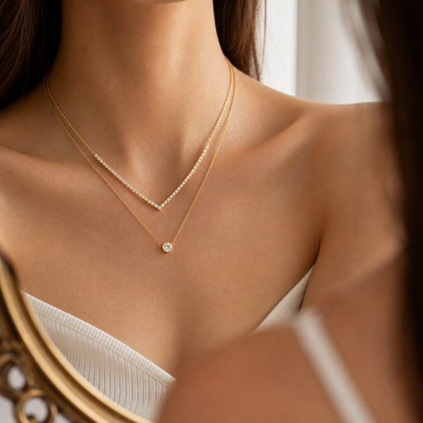 Crystal Pendent Studded Chain Necklace