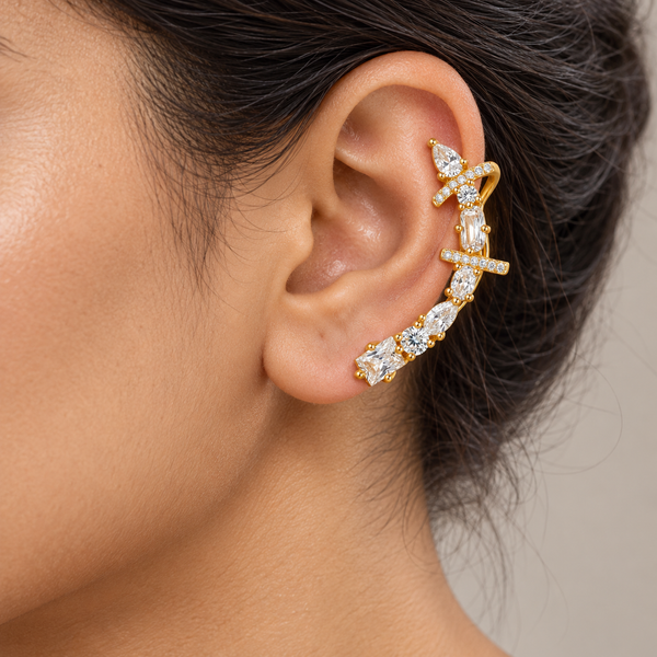 Crystal Pear Drop Ear Cuff