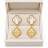 White Gold Clover Earrings