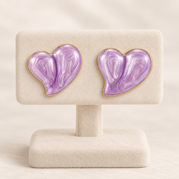 Glazed Purple Heart Earring