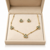 Dainty Heart Flower Necklace with Earrings