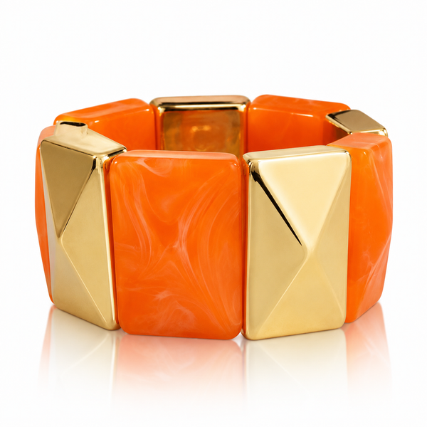 Marbel Pattern Acrylic Bracelet - Orange