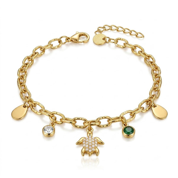 Crystal Turtle Link Bracelet