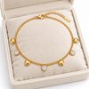Gold Crystal Heart Charm Anklet