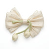 Close-up of the Dangle Tulip Hair Bow Clips showing tulip motif