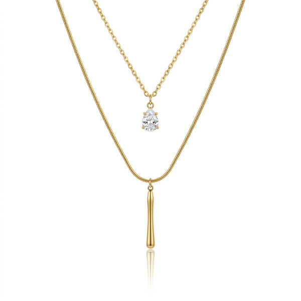 Layer Long Tassel Crystal Necklace