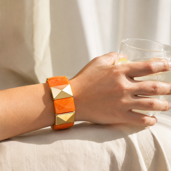 Marbel Pattern Acrylic Bracelet - Orange