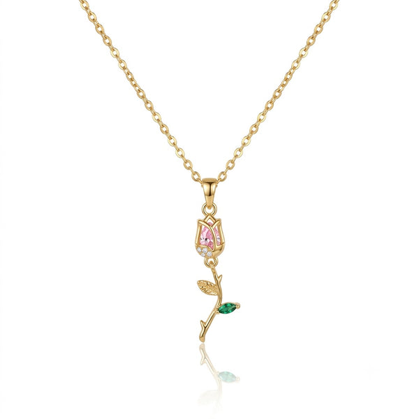 Baby Pink Embellished Tulip Necklace