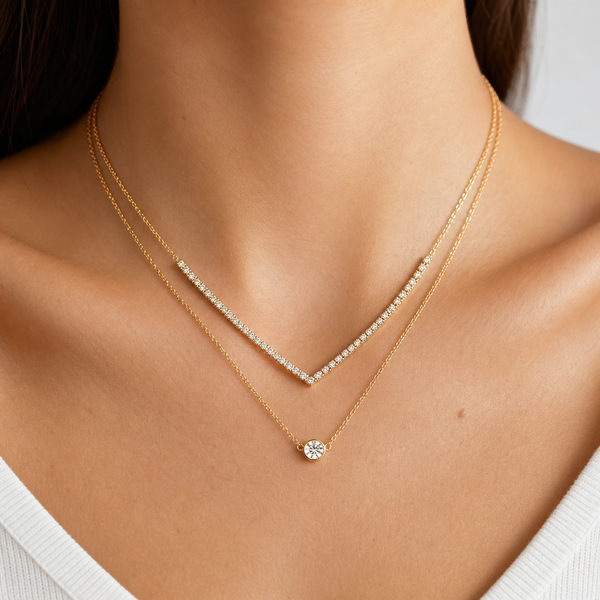 Crystal Pendent Studded Chain Necklace