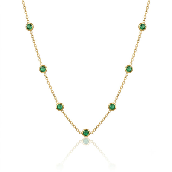 Emerald Circle charm Necklace