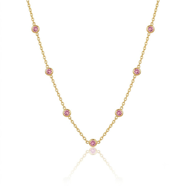 Pink Circle charm Necklace