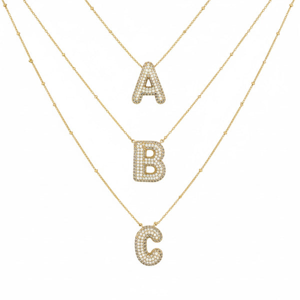 Diamond Studded Bubble Letters~ Necklace