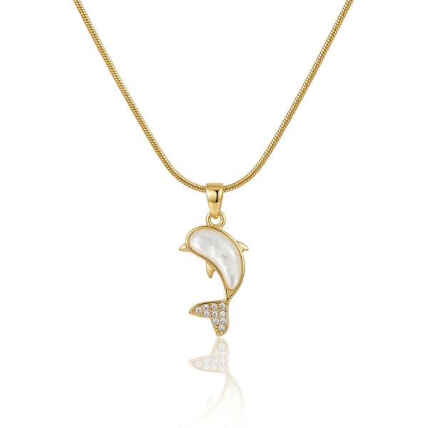 Moonstone Dolphin Charm Necklace