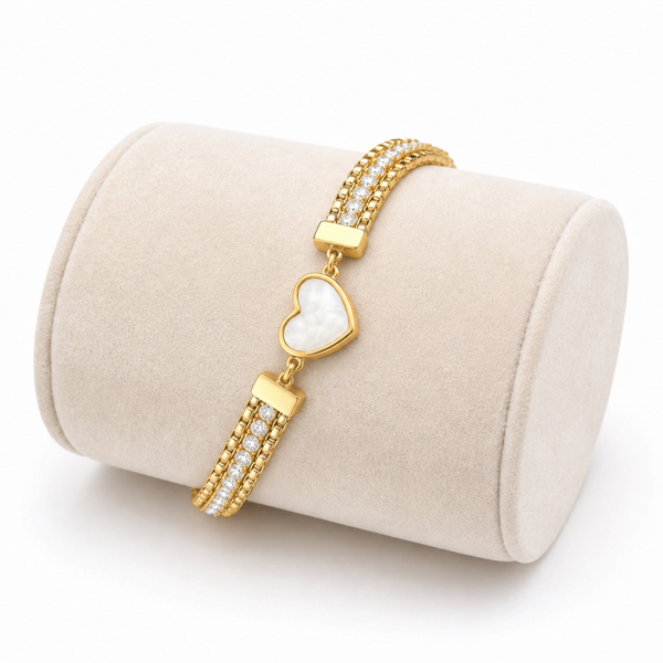 White heart tennis Bracelet