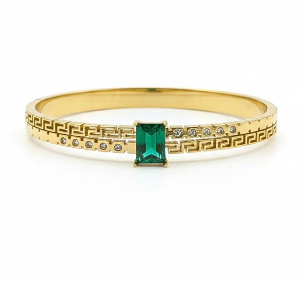 Emerald Greek Key Bangle