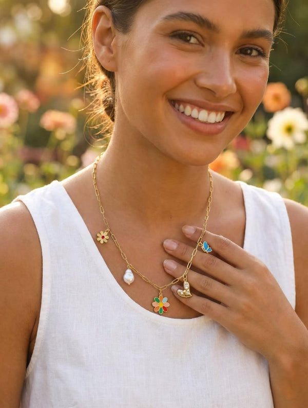 Colour Bloom Charm Necklace