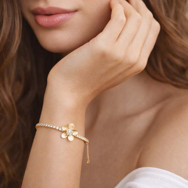 Gold flower rhinestone chain Bracelet