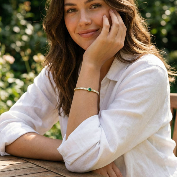Emerald Cube Crown Bracelet