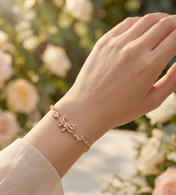 Pink Crystal Bow Bracelet
