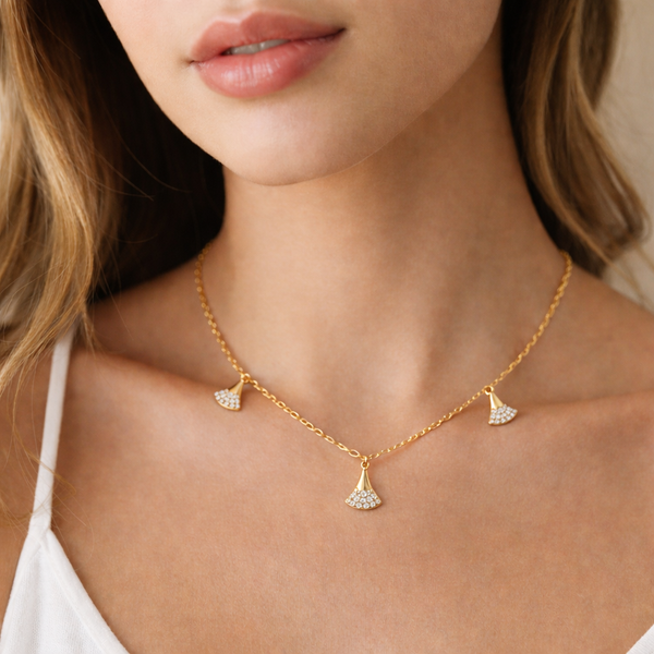Crystal Studded Fin Necklace