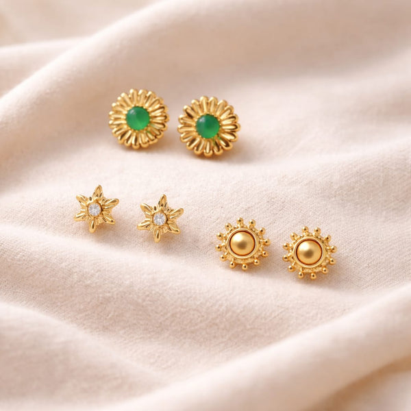 Emerald Stud Earring Set