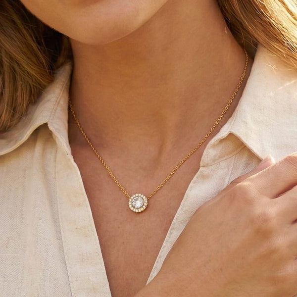 Solitaire Diamond Circle Bracelet, Necklace and Earrings Set