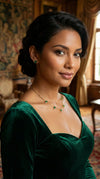 Emerald Stone Charms Necklace with Earrings