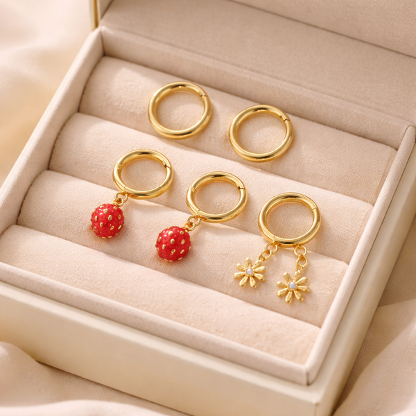 Strawberry flower earring set