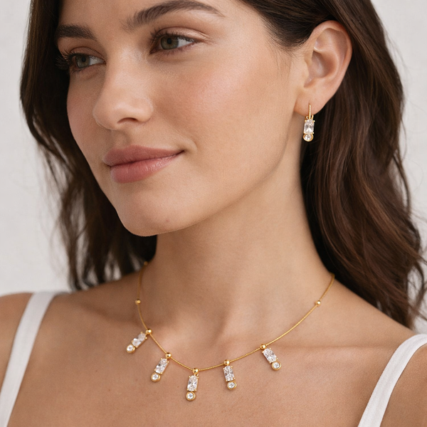 Radiant Droplets Necklace with Earrings