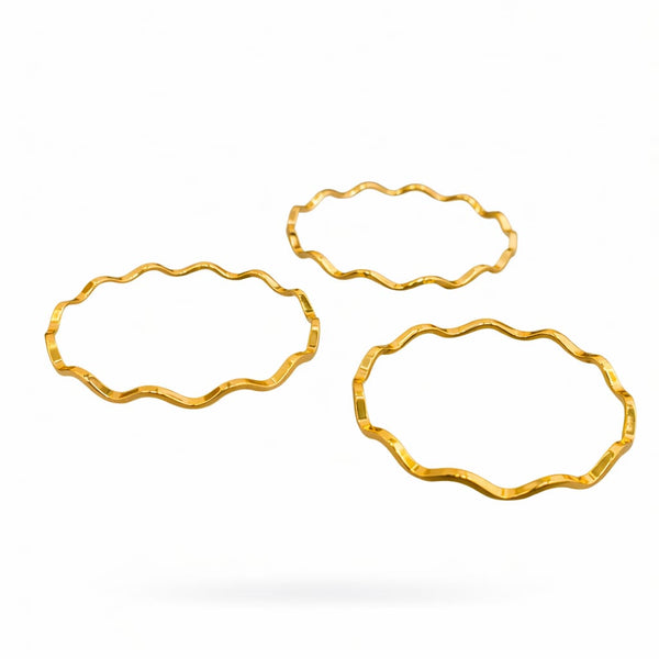Minimal Wave Thin Bangles- Set of 3