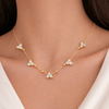 Tribloom Stud Chain Necklace with Earrings
