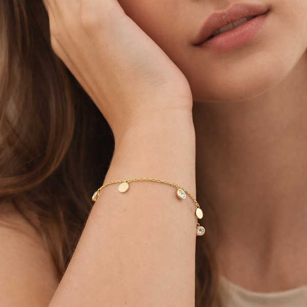 Gold Plate Crystal Charm Bracelet