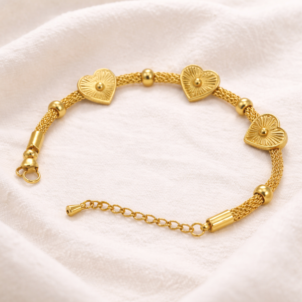 Gold Heart Snake Chain Bracelet