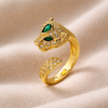 Emerald Eye Leopard Studded Ring