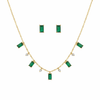 Emerald Rectangular Charm Necklace with Earrings