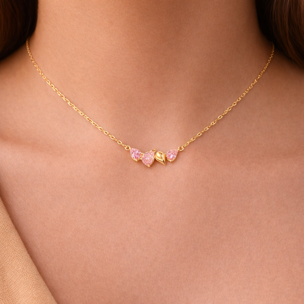 Pink Gold Teardrop Cluster Necklace