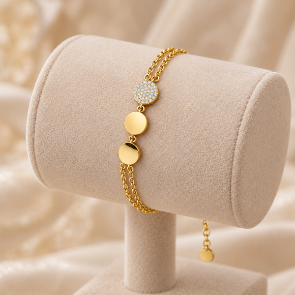 Minimal Studded Gold Coin Bracelet