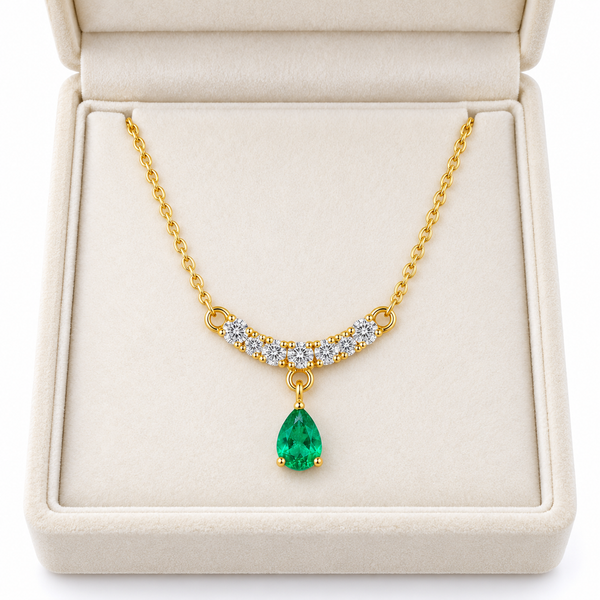 Cluster Emerald Drop Necklace